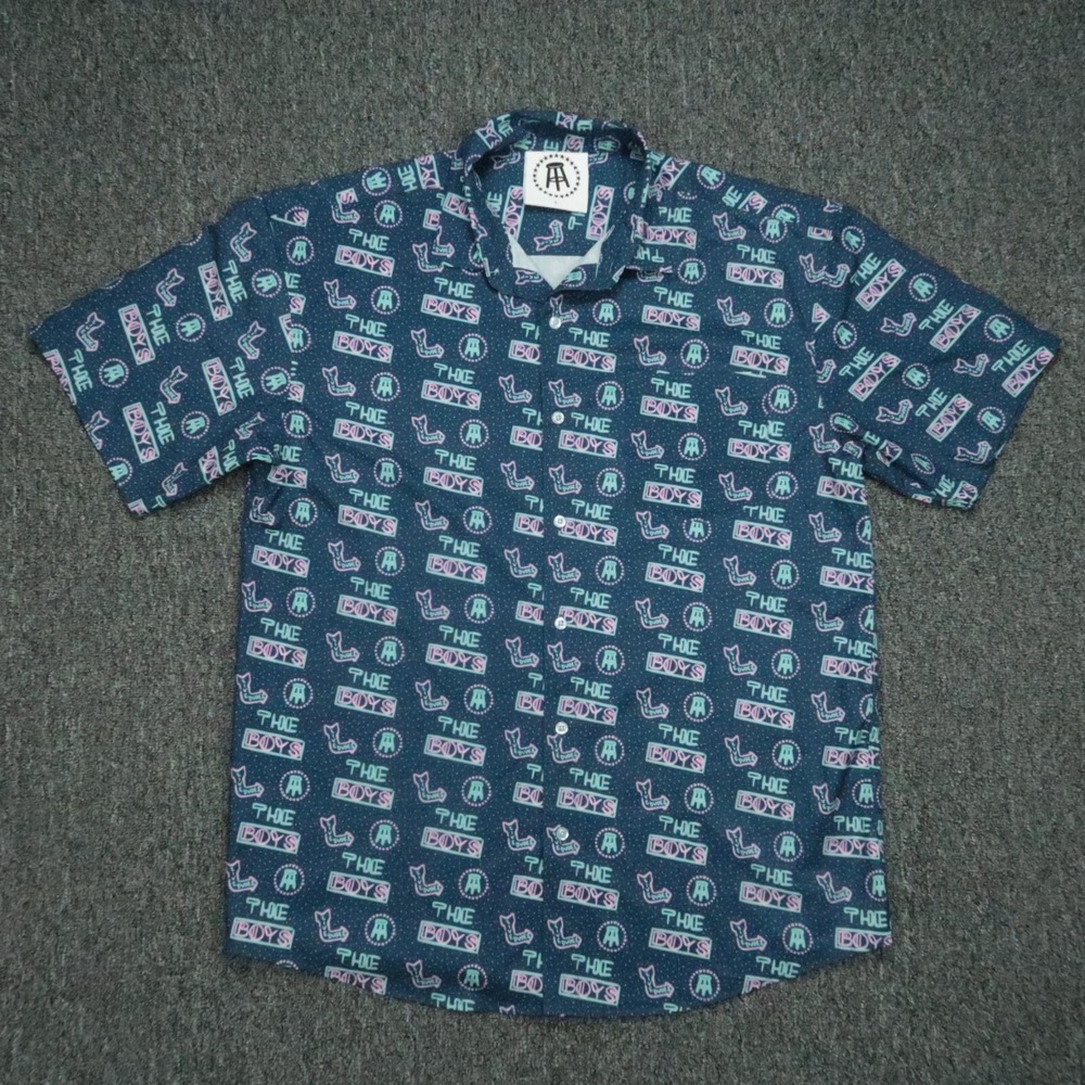 Barstool Sports Shirt Mens Large Blue The Boys Short‎ Sleeve Button
